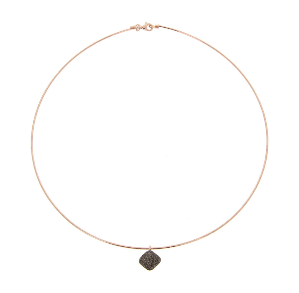 PINK ROSE GOLD STAND DIAMOND SHAPE BRONZE DUST NECKLACE WDNAG062