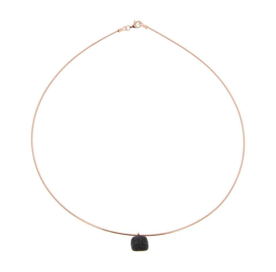 Pink Strand and Square Black Dust Necklace WDNAG-055