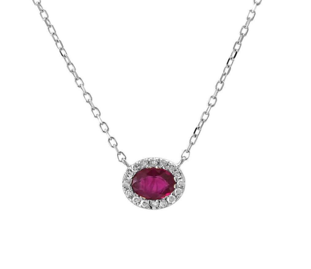 Sterling Silver Antique Red Oval Stone Necklace by Miss Mimi 04-143238-01