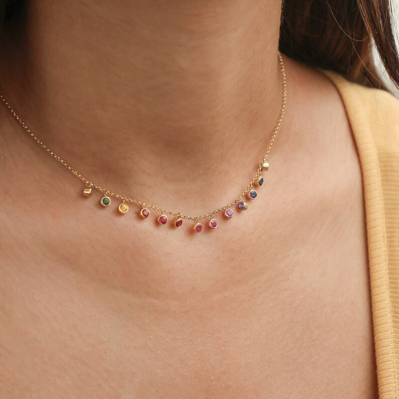 MISS MIMI 14K MULTIPLE SAPHIRE NECKLACE IN YELLOW  04-016795-02