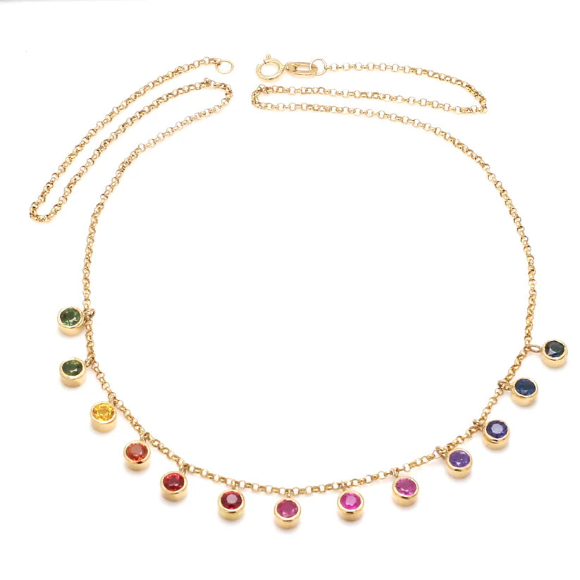 MISS MIMI 14K MULTIPLE SAPHIRE NECKLACE IN YELLOW  04-016795-02