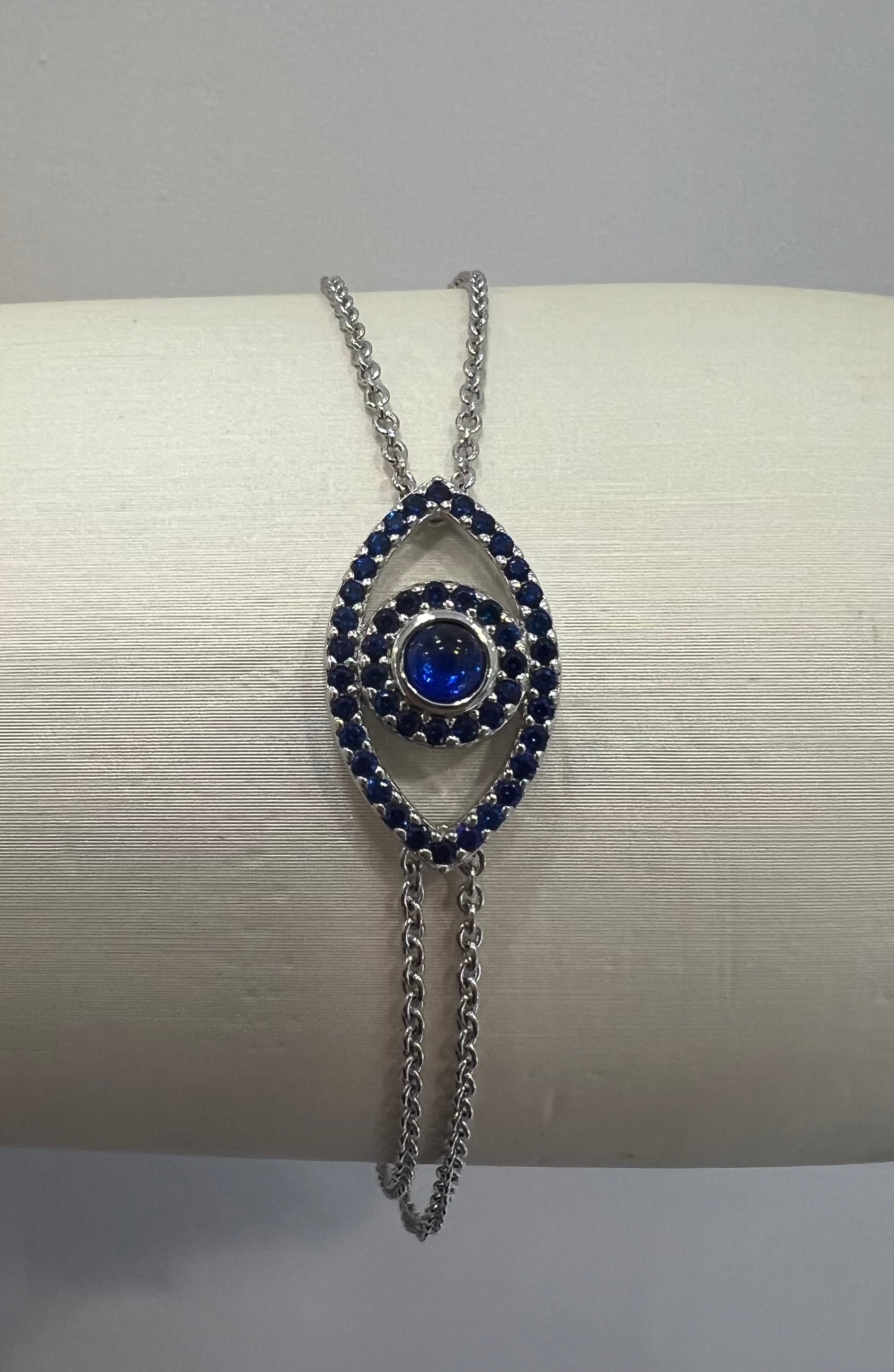 Evil Eye Bracelet in White / Blue sapphire zirconia eye 07-143286-01BLUE