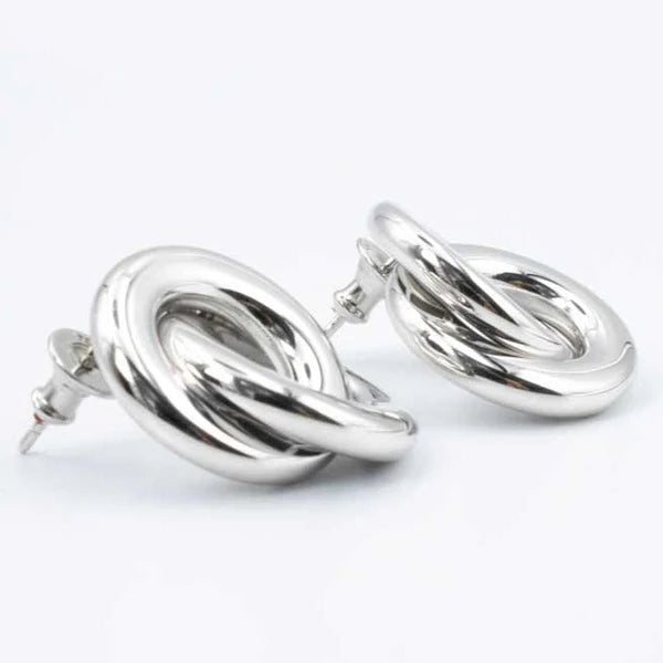 Elegance Incrocio Rhodium Earrings WELGO032