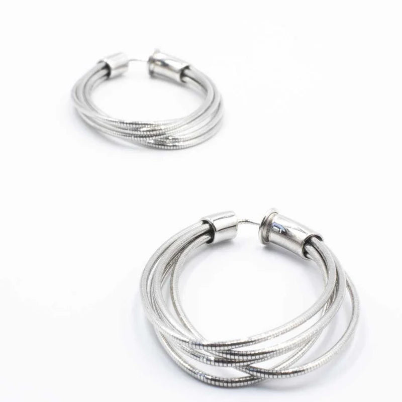 Sterling Silver DNA Strand Oval Hoop Earrings WDNAO125