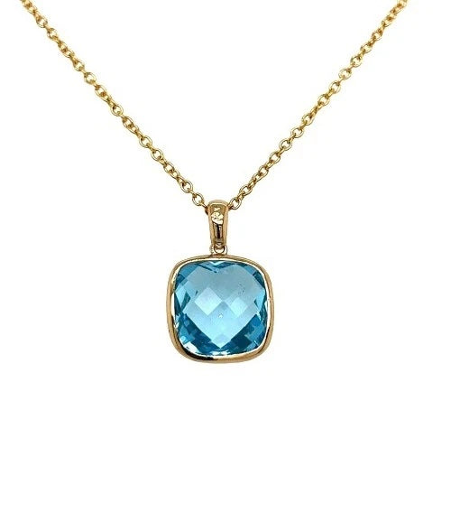 MISS MIMI 14K YG BLUE TOPAZ NECKLACE 09-012004-02BT-18"