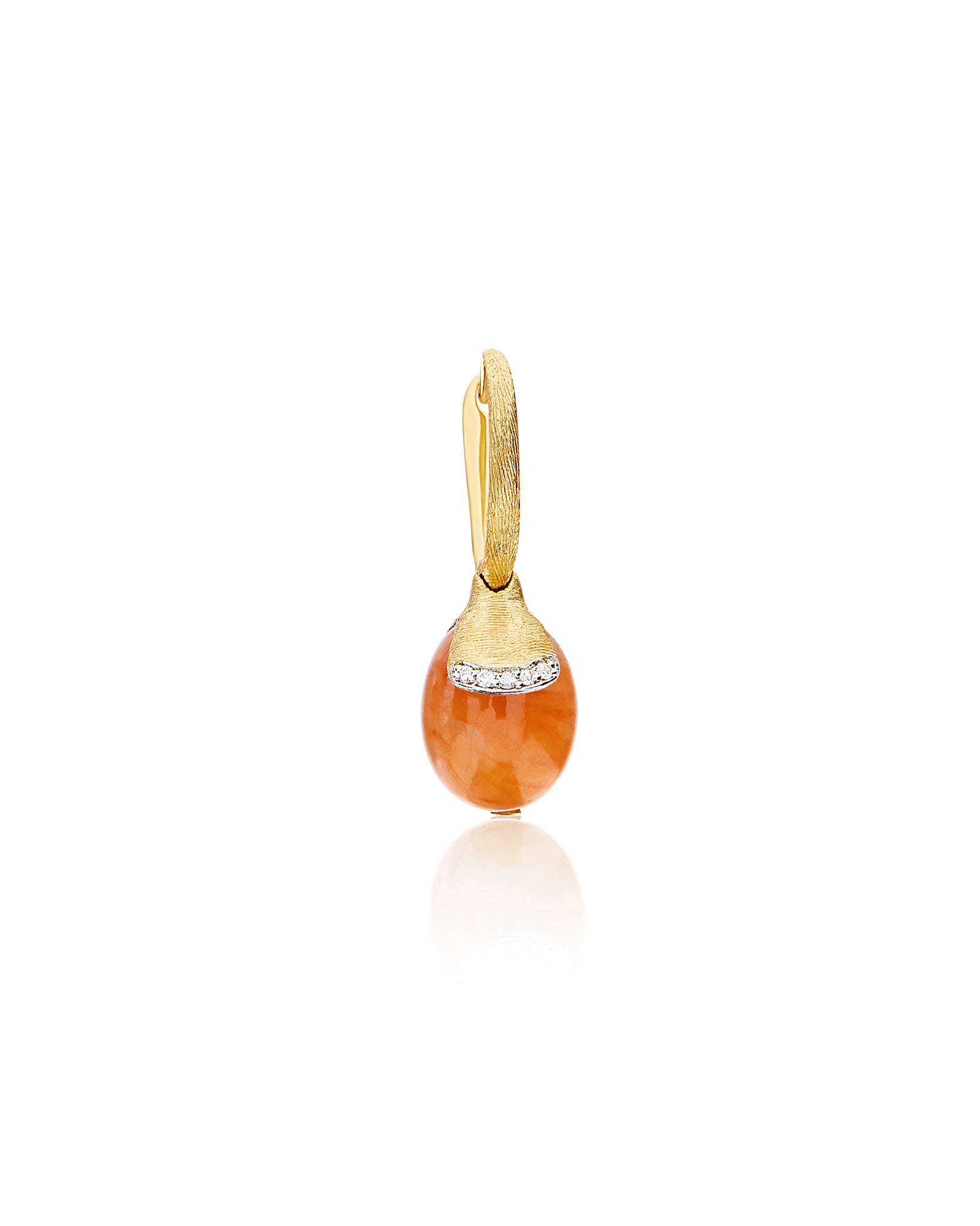 Nanis PETRA "AMULETS" CILIEGINE GOLD AND ORANGE AVENTURINE BALL DROP EARRINGS WITH DIAMONDS DETAILS (SMALL) OS11-603