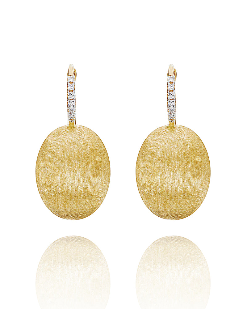 "CILIEGINE" GOLD BALL DROP EARRINGS WITH DIAMONDS DETAILS (LARGE) OS15-583