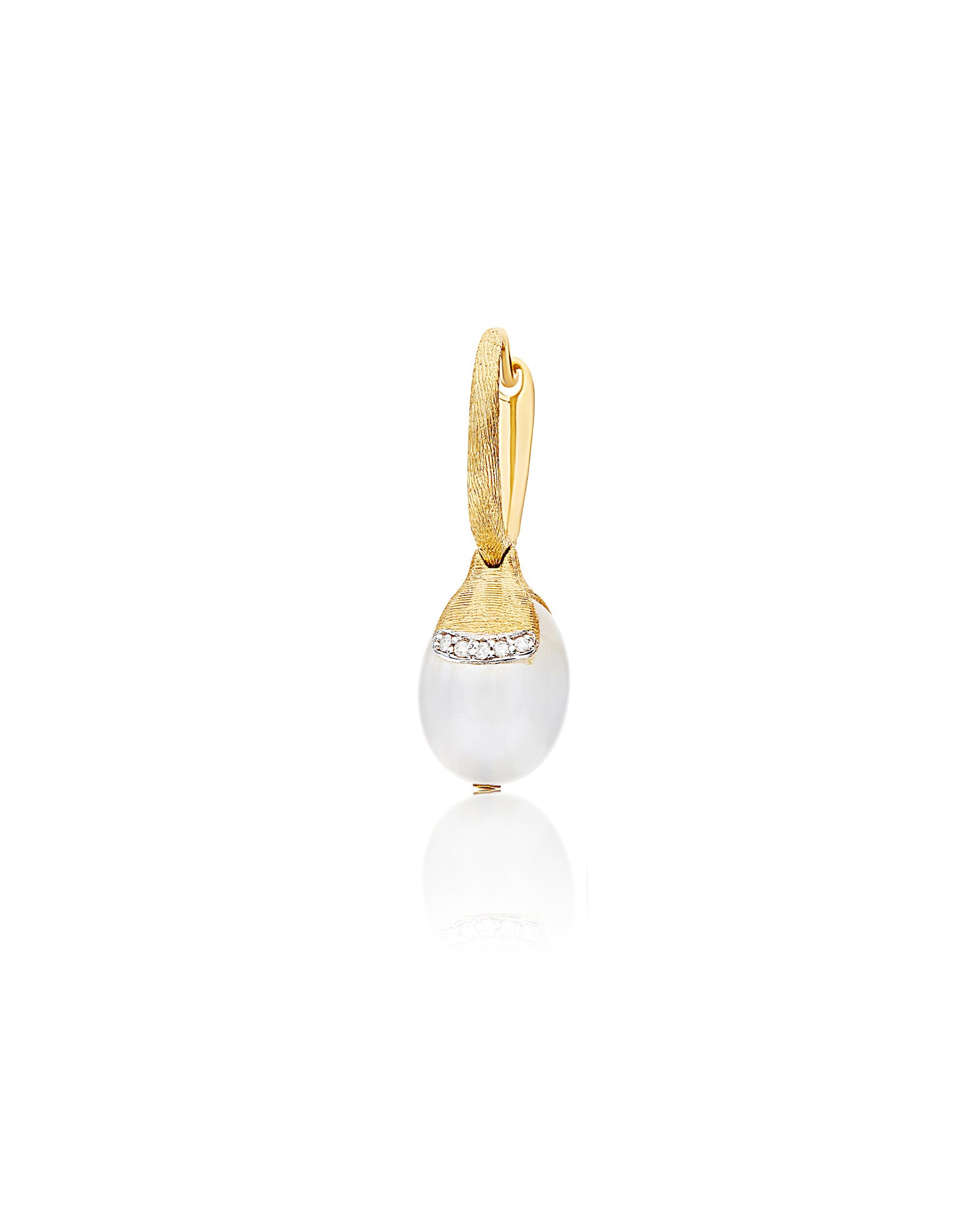 Nanis WHITE DESERT "AMULETS" CILIEGINE GOLD AND WHITE MOONSTONE BALL DROP EARRINGS WITH DIAMONDS DETAILS (SMALL) OS7-603