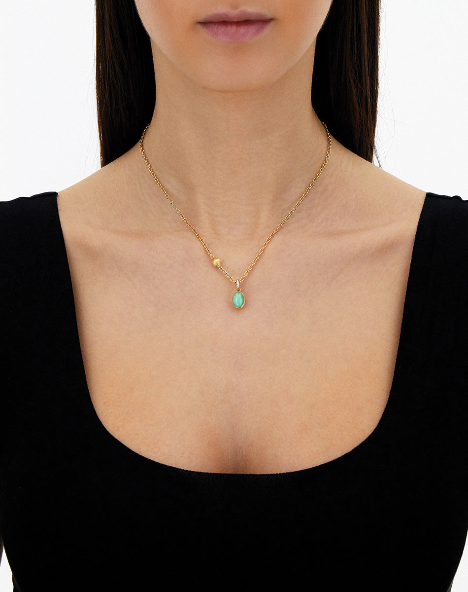 "Boules" Lattementa charm in hand-engraved gold, diamonds, rock crystal, and jadeite (small)PS4-609