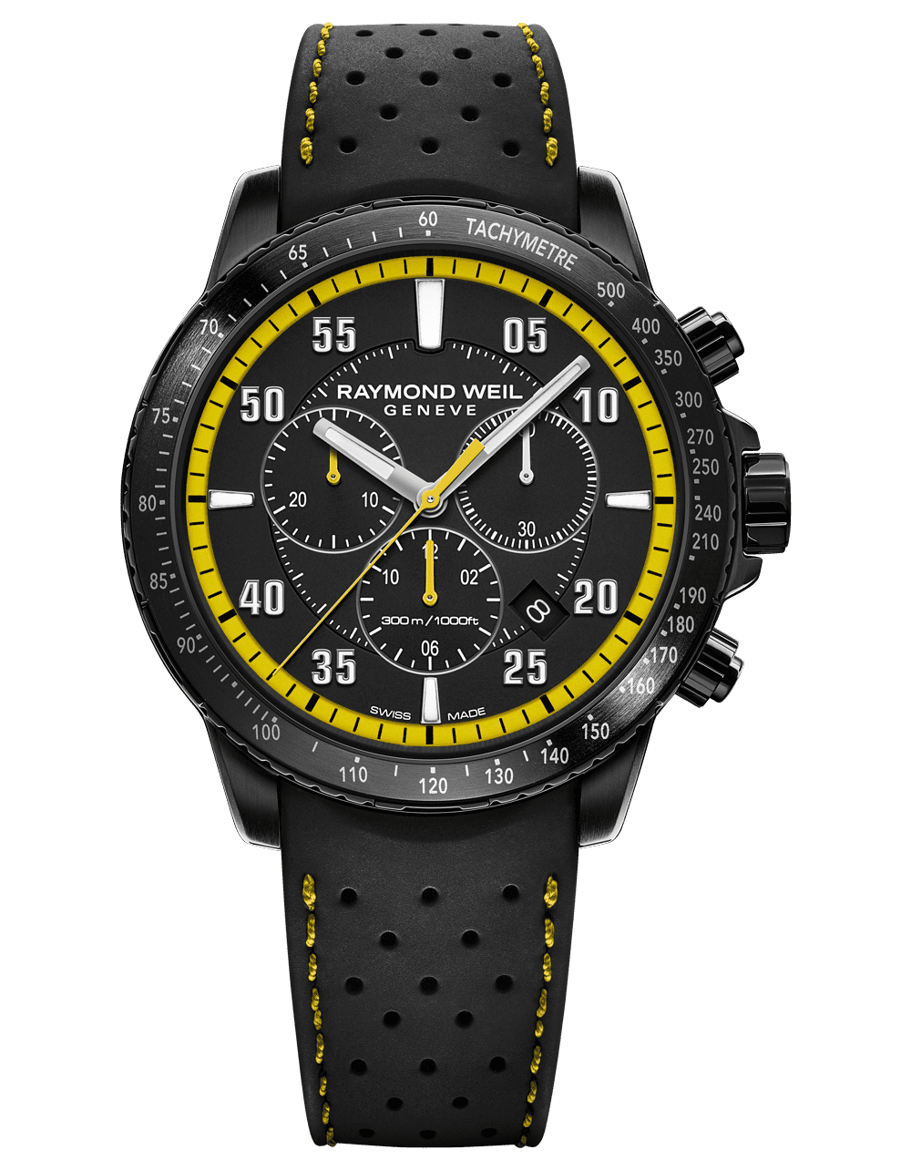 Raymond Weil Tango 300 Men's Quartz Chronograph Black Rubber Strap Watch, 43mm 8570BKR05275