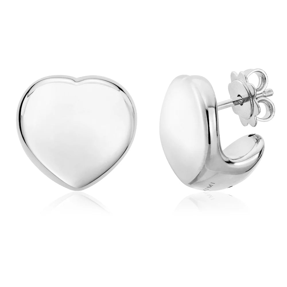 Heart Stud Earrings in White 13-156573-01