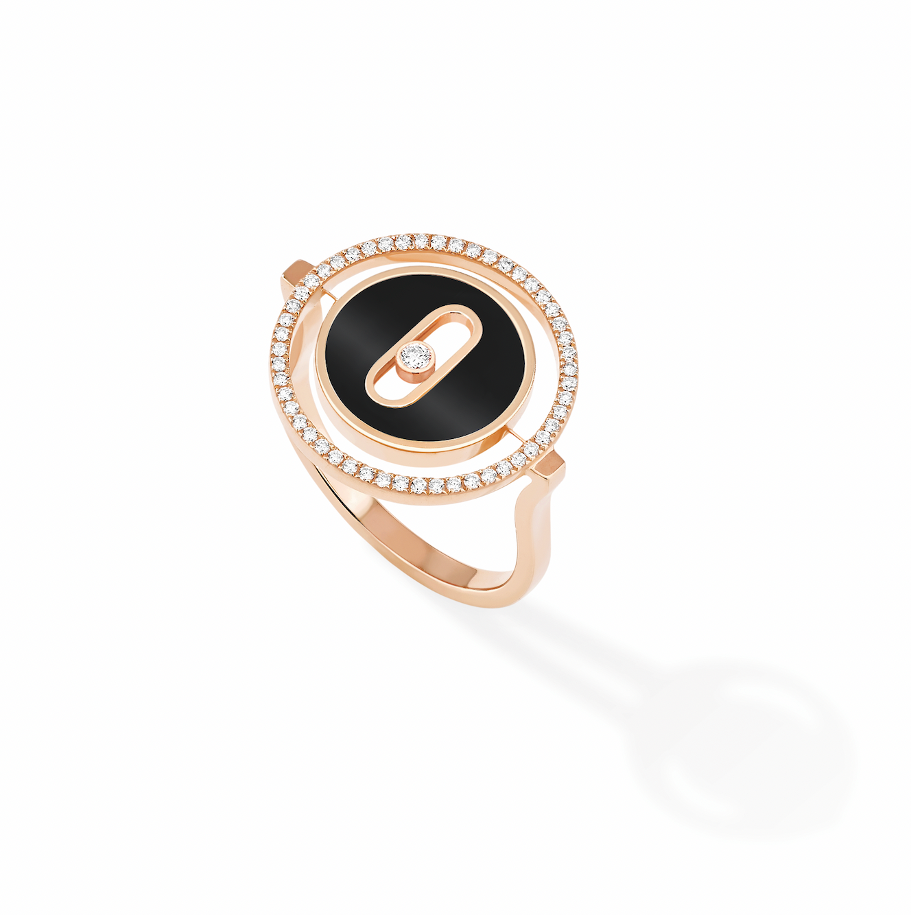 Messika PINK GOLD DIAMOND RING LUCKY MOVE PM ONYX RING 12322-PG-53
