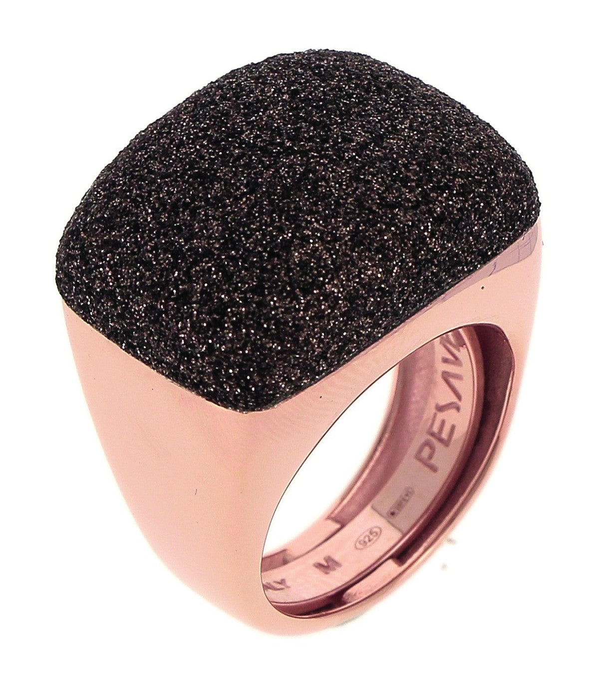 Women's Rose Silver Ring with Brown Dust WPLVA1695 - Pesavento
