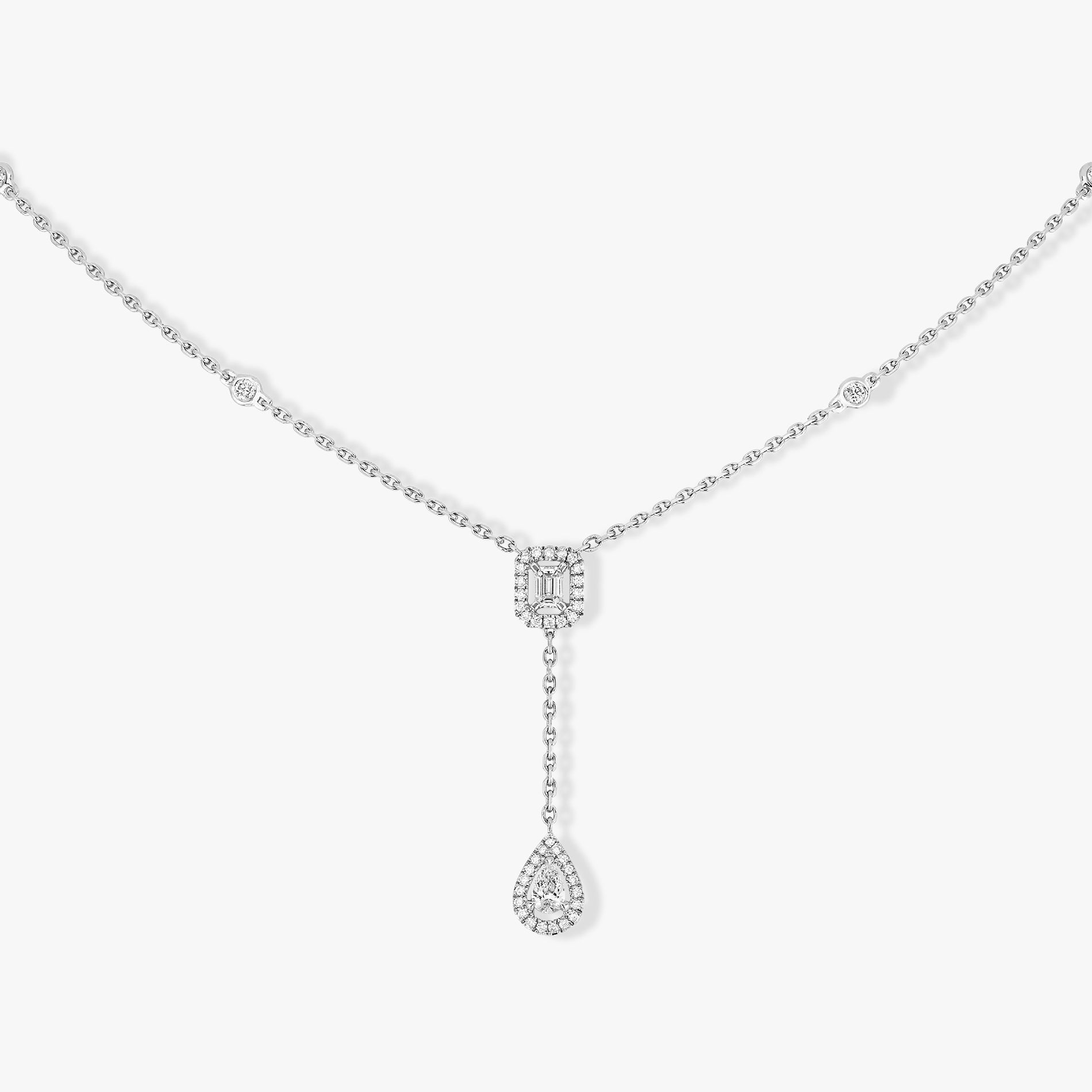 MESSIKA WHITE GOLD DIAMOND NECKLACE MY TWIN TIE 0.10CT X2  06693-WG