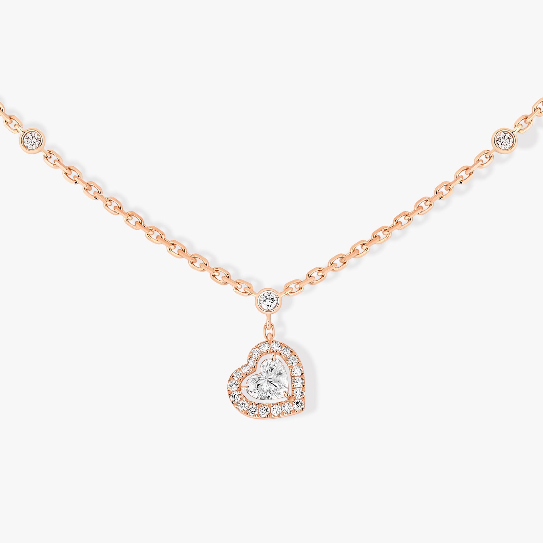 MESSIKA PINK GOLD DIAMOND NECKLACE JOY CŒUR 0.15-CARAT DIAMOND 11437-PG