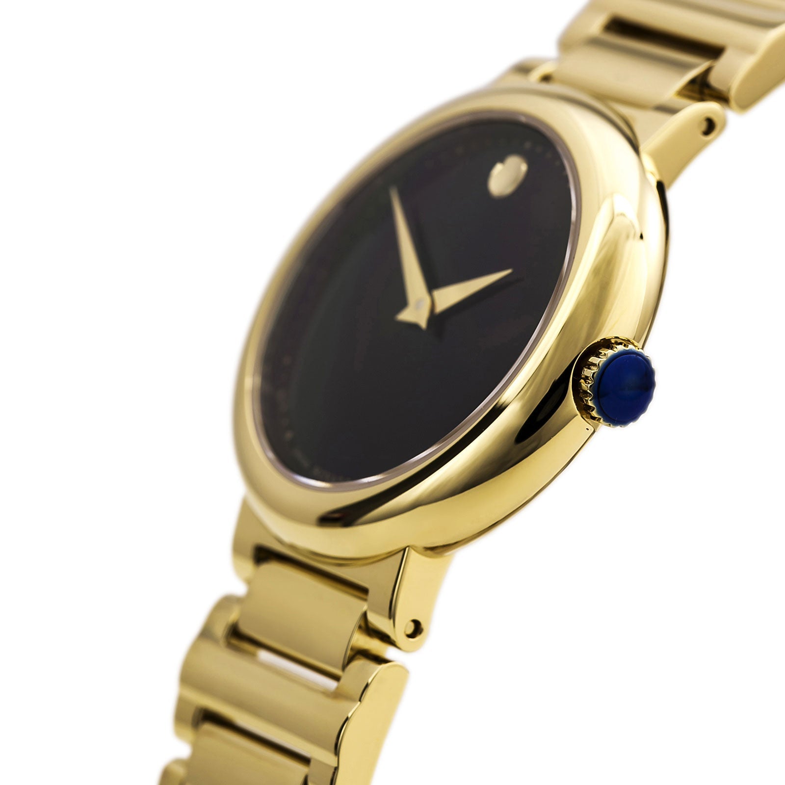 MOVADO Women's Concerto Black Dial Yellow Gold Plated Steel Bracelet Watch 606420