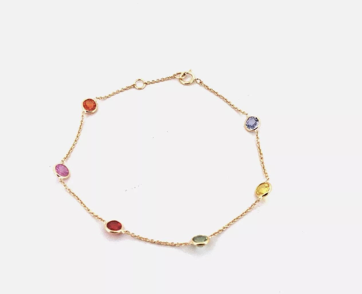 Natural Multi Sapphire Bracelet 14Kt Solid Yellow Gold 07-016795-02