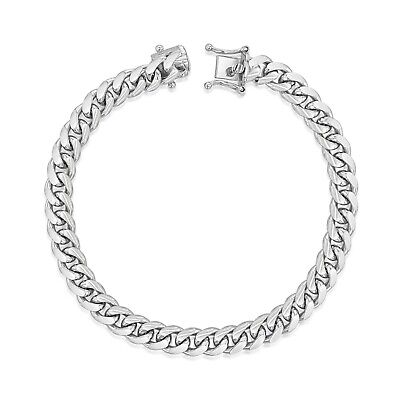 MISS MIMI SOLID SILVER CUBAN 7.5" CHAIN BRACELET UNISEX 07-106572