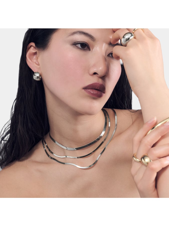 Herringbone silver necklace 557246