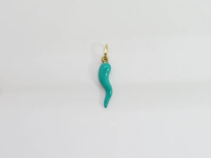 18k Yellow Gold Enamel Horn Pendant 09-166666G Small 2.0cm