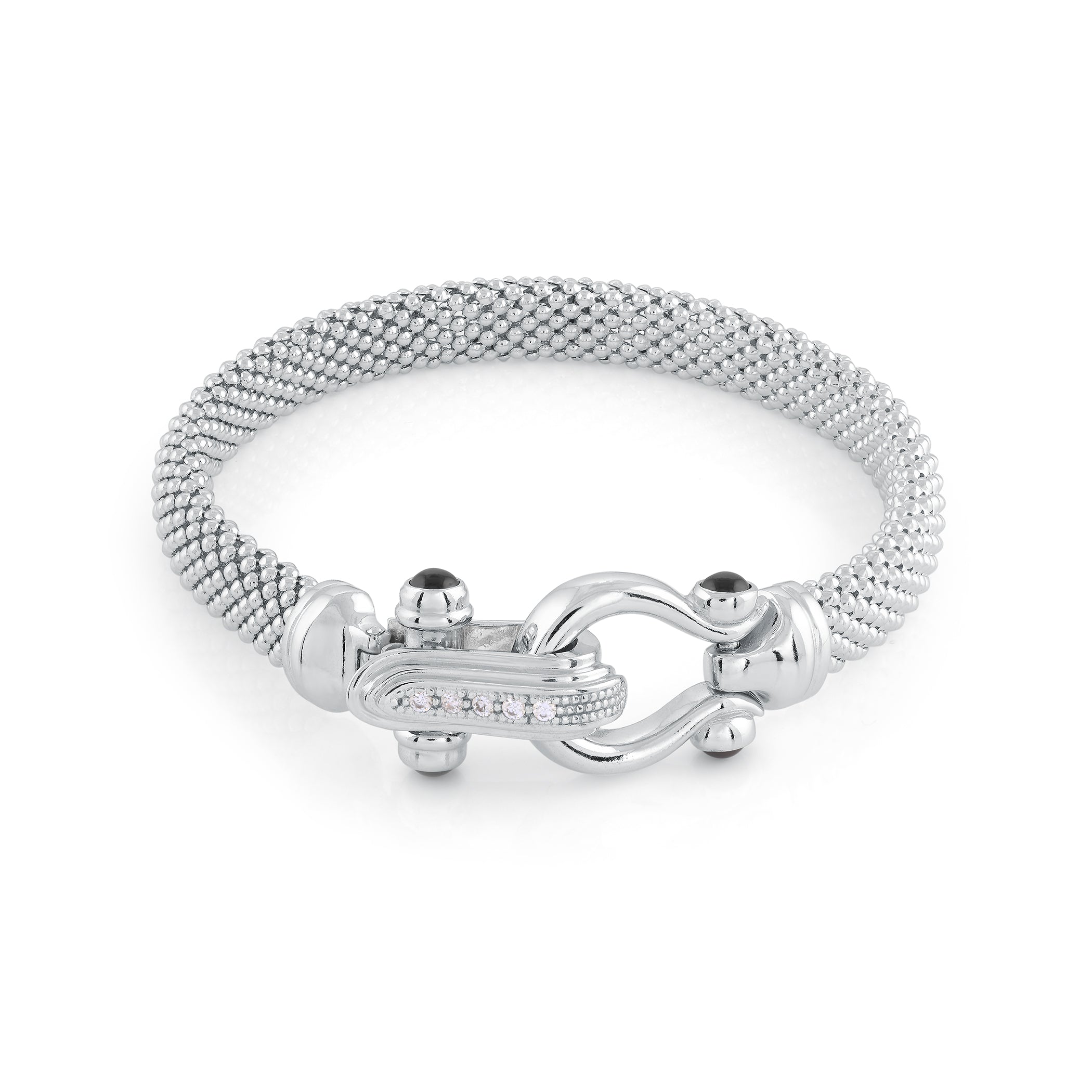 MISS MIMI  925 Sterling Silver Timeless mesh bracelet with equestrian front clasp 07-083166-01