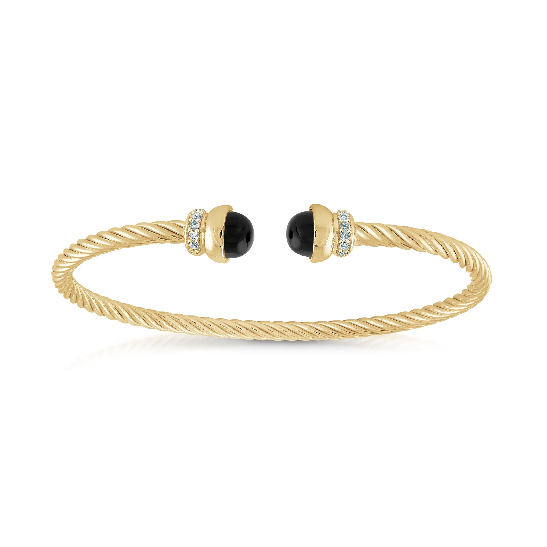 MISS MIMI  925 Sterling Silver Color twist cable bangle 07-083486-02 BLACK