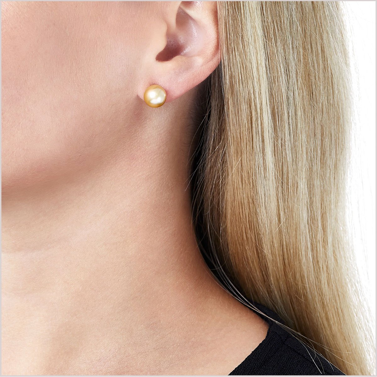 Classic Golden South Sea Pearl Stud Earrings EYY90-6-DZ