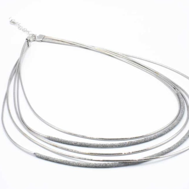 DNA Polvere Rhodium and Grey Dust 5 Strands Necklace WDNAG-150