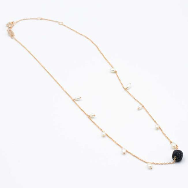DNA Perla Pink Single Strand and Black Dust Necklace