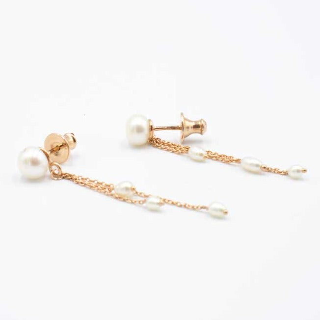 DNA Perla Triple Strands Pink Earrings