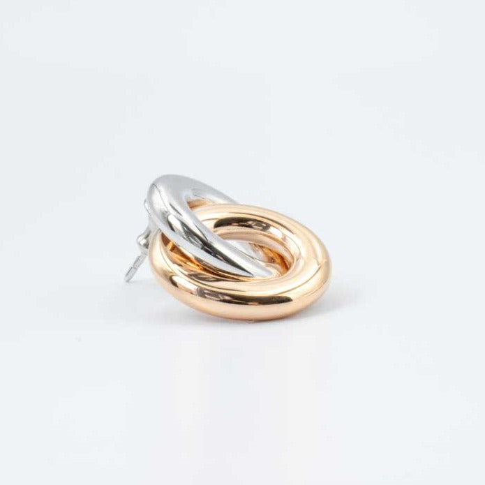 Elegance Incrocio 2 Tone Pink / Rhodium Earrings WELGO 033