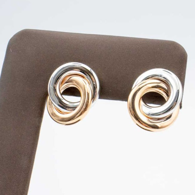 Elegance Incrocio 2 Tone Pink / Rhodium Earrings WELGO 033