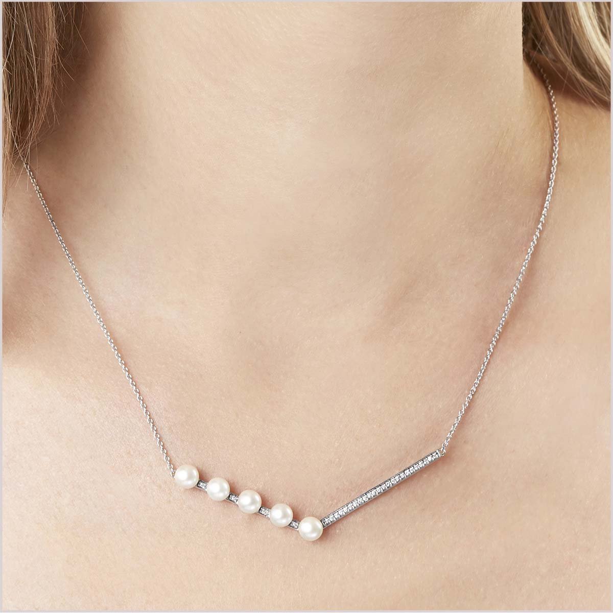 Yoko London Trend Freshwater Pearl and Diamond Necklace Q2084NLET-7F-DHY