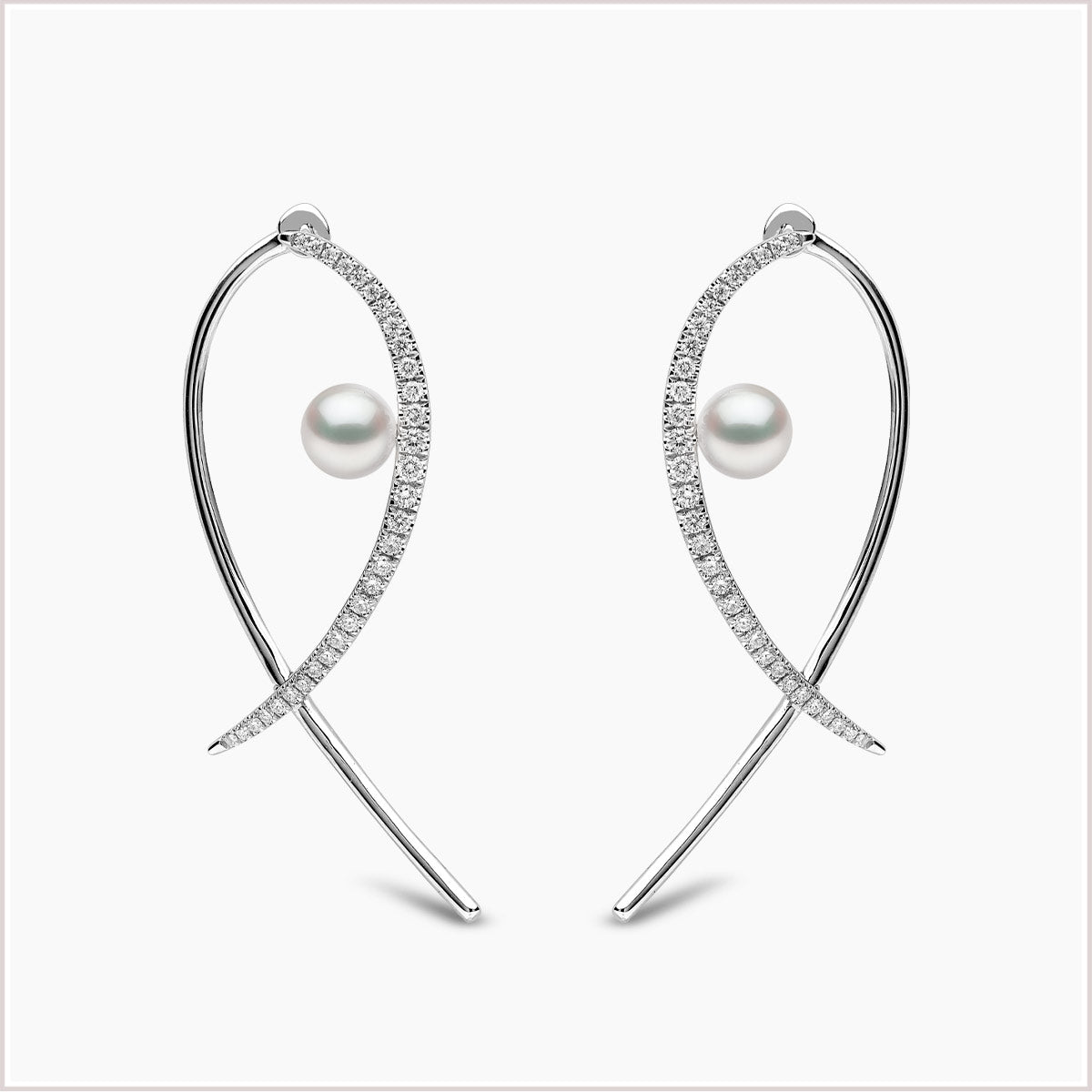 Yoko London Sleek Akoya Pearl and Diamond Earrings QYE2191-7X-EDY