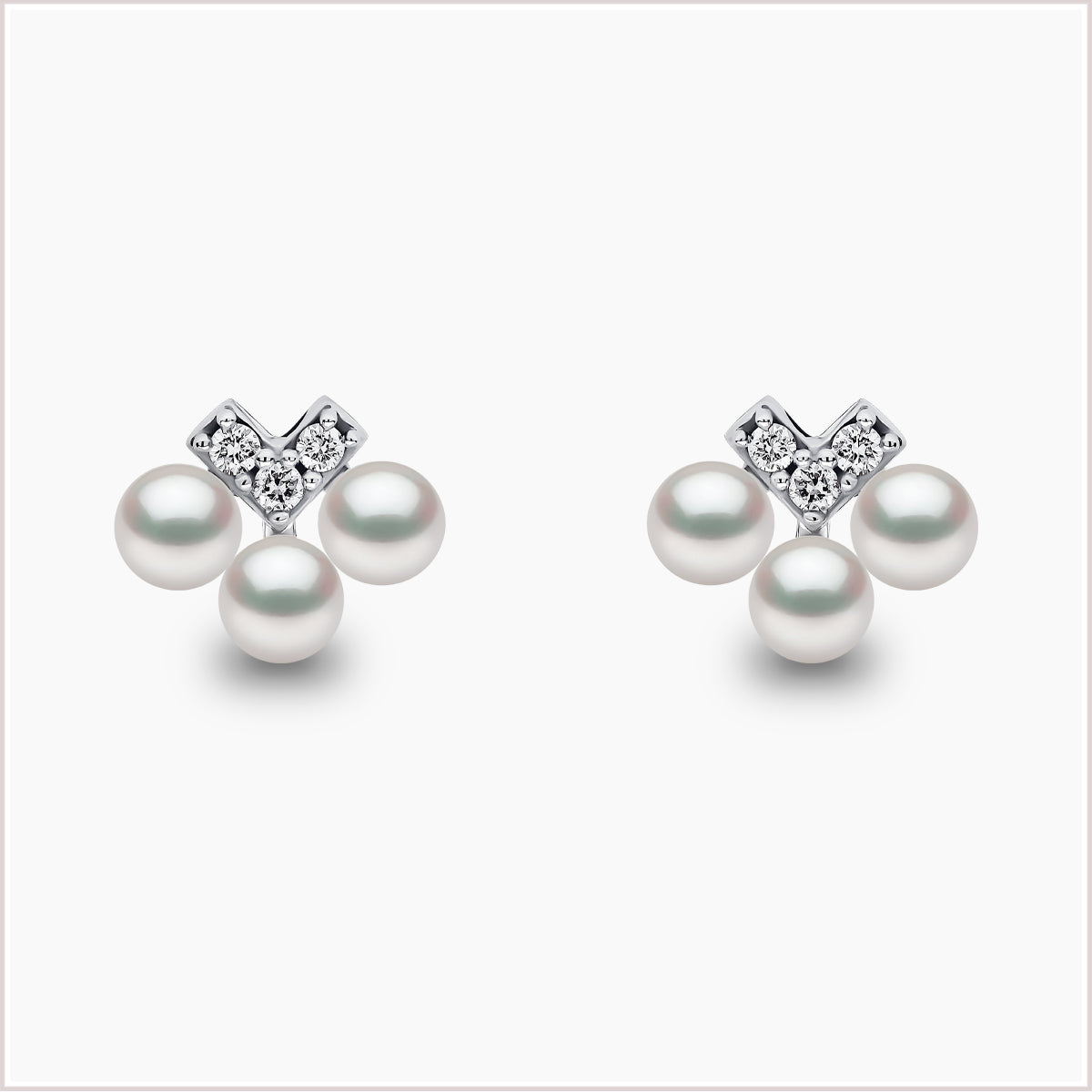 Yoko London Sleek Akoya Pearl and Diamond Stud Earrings QYE2225-7X-HY