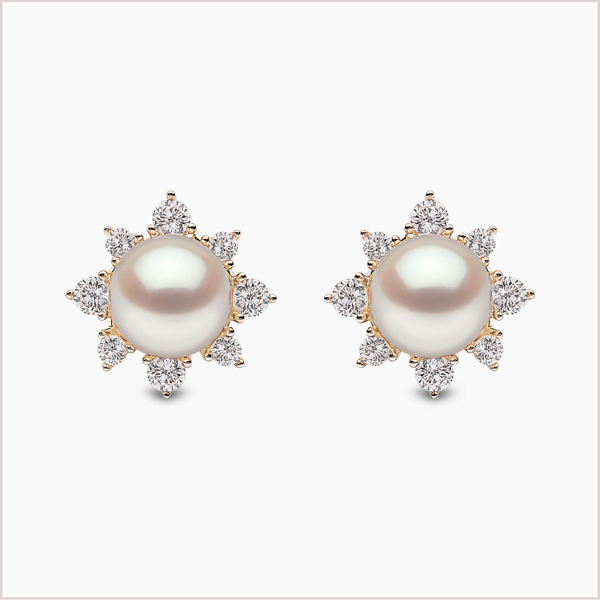 Yoko London Trend Freshwater Pearl and Diamond Stud Earrings TEM0216-6F-LHX