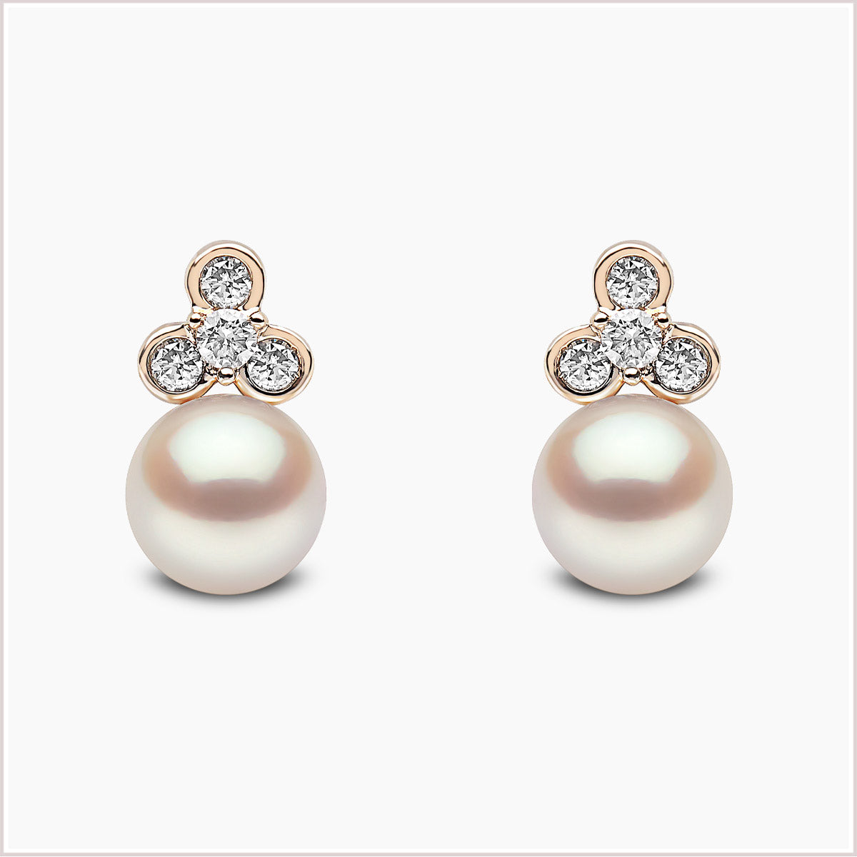 Yoko London Trend Freshwater Pearl and Diamond Stud Earrings TEM0217-7F-JY