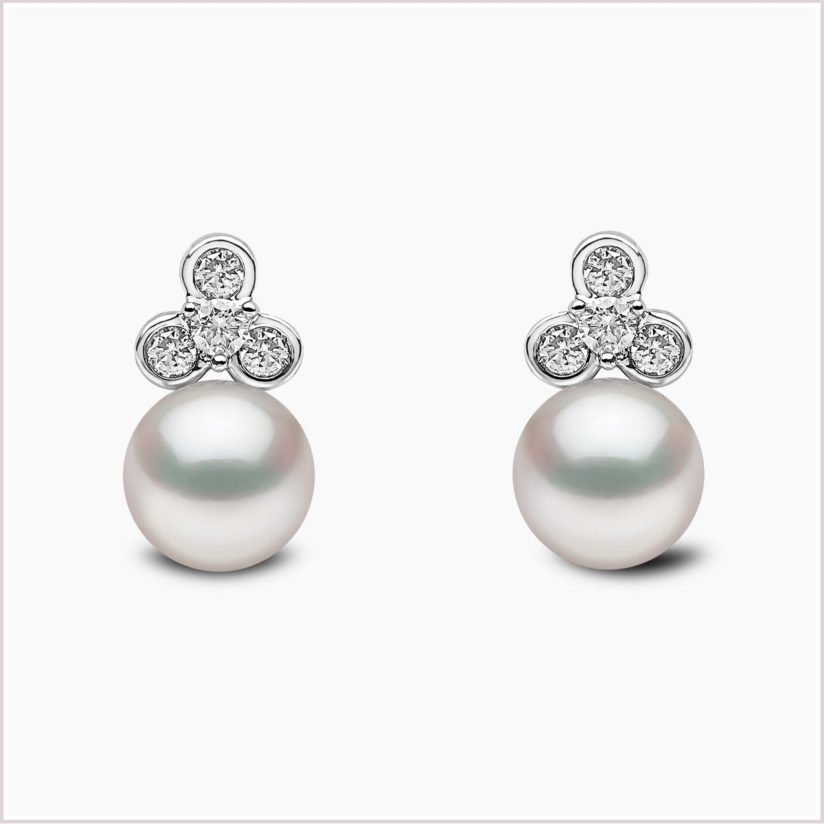 Yoko London Trend Freshwater Pearl and Diamond Stud Earrings TEM0217-7F-JY
