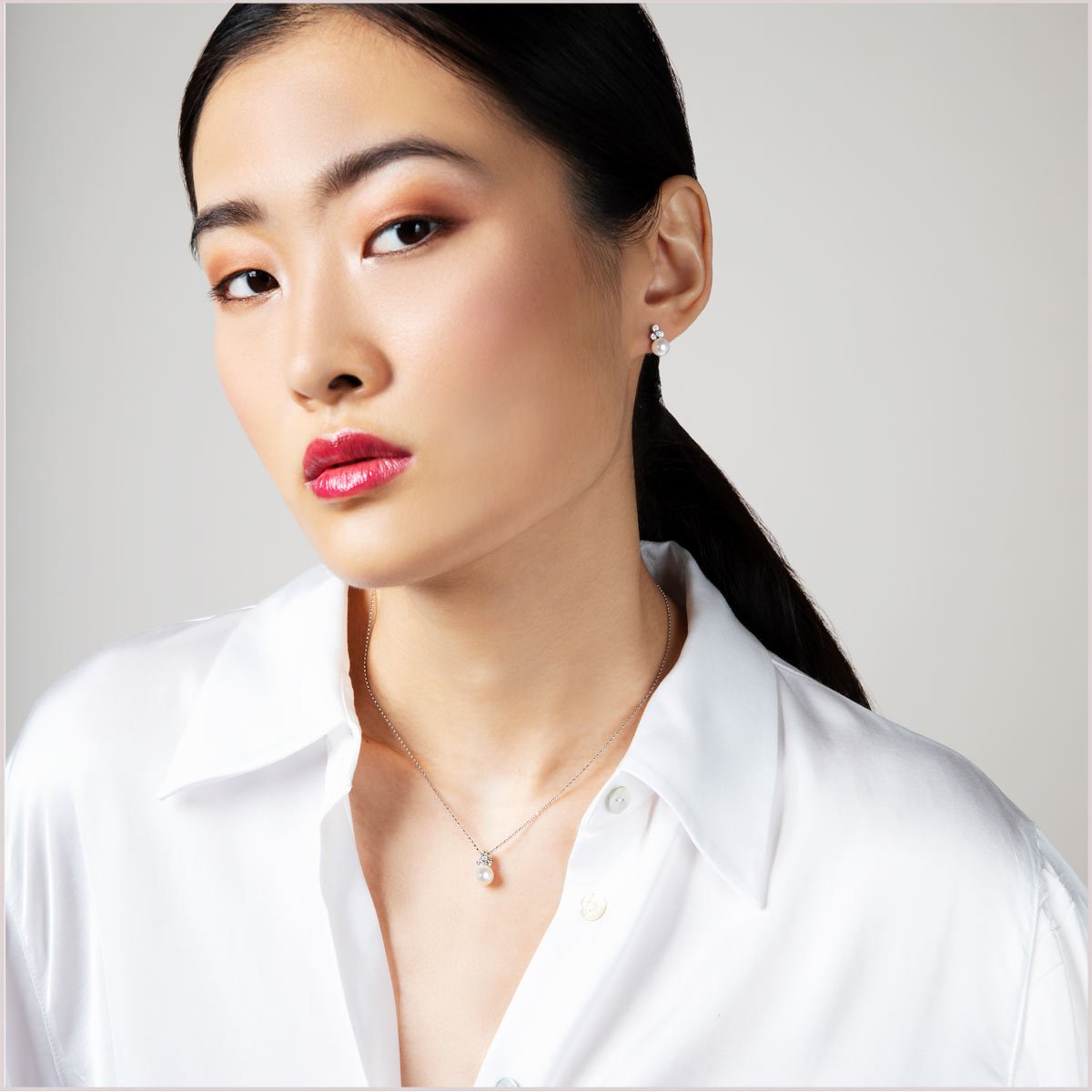 Yoko London Trend Freshwater Pearl and Diamond Pendant TPM0217-7F+C-JY
