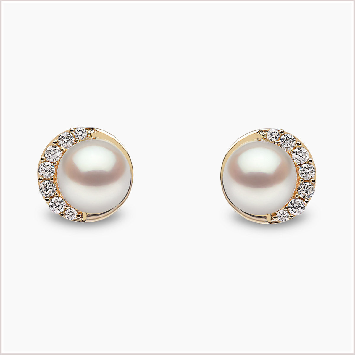 Yoko London Trend Freshwater Pearl and Diamond Stud Earrings TEM0219-6F-IHX