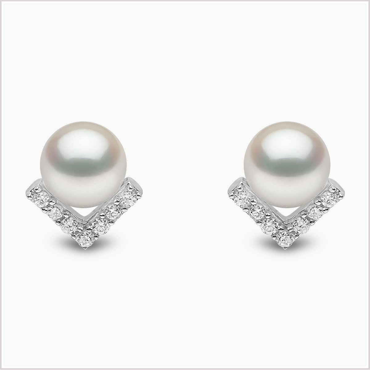 Yoko London Trend Freshwater Pearl and Diamond Stud Earrings TEM0220-7F-IHX