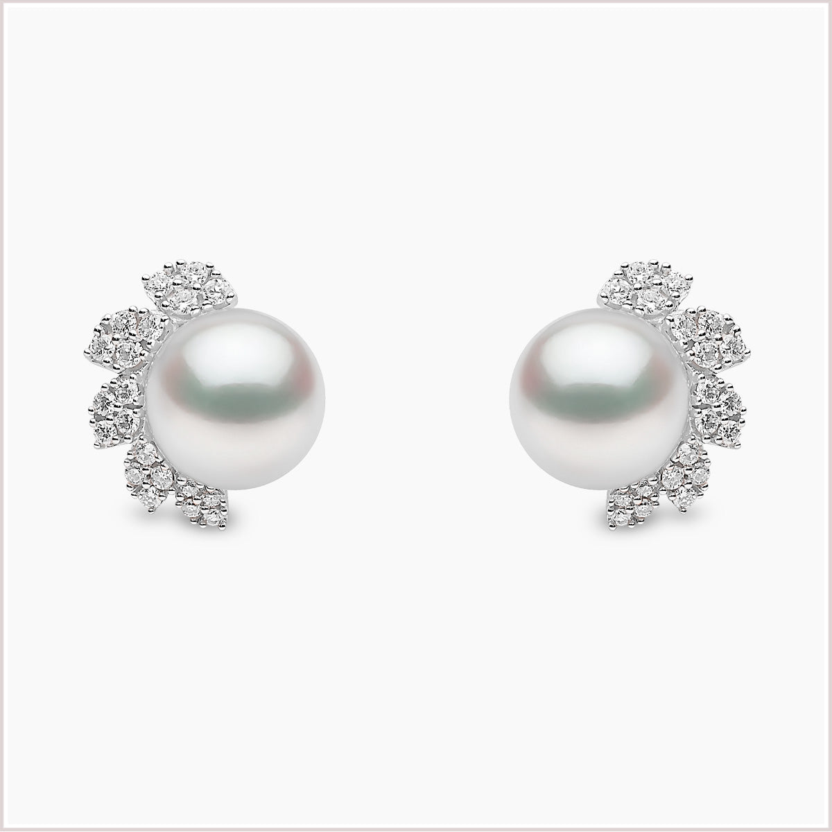 Yoko London Trend Freshwater Pearl and Diamond Stud Earrings TEM0224-7F-LHX