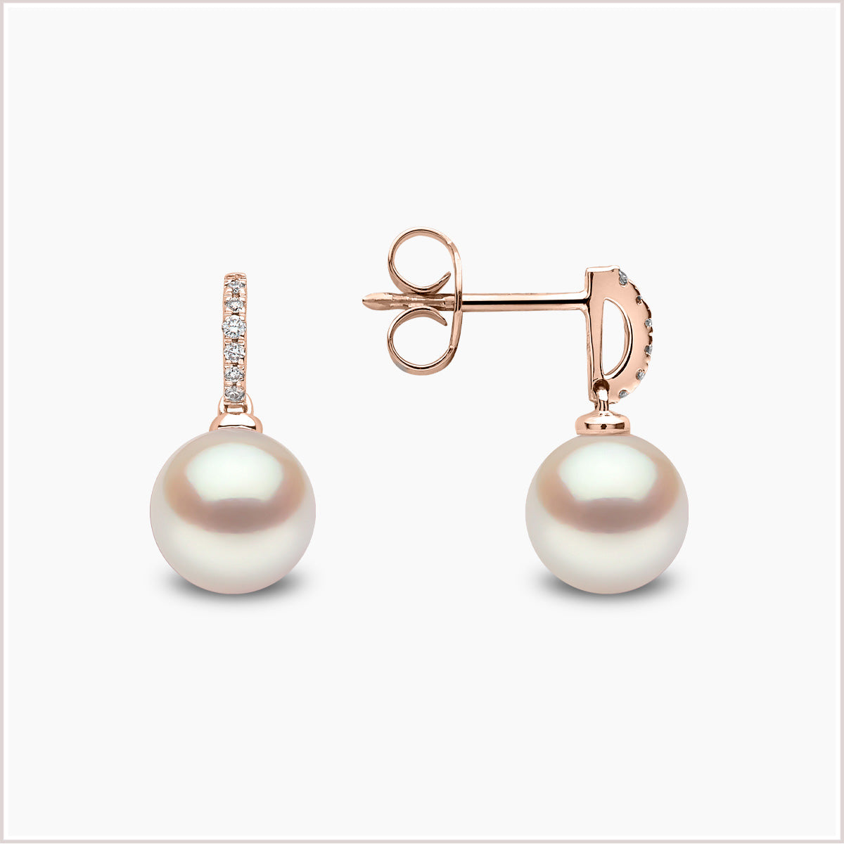 Classic Freshwater Pearl Diamond Earrings YEM0021-905-GEX