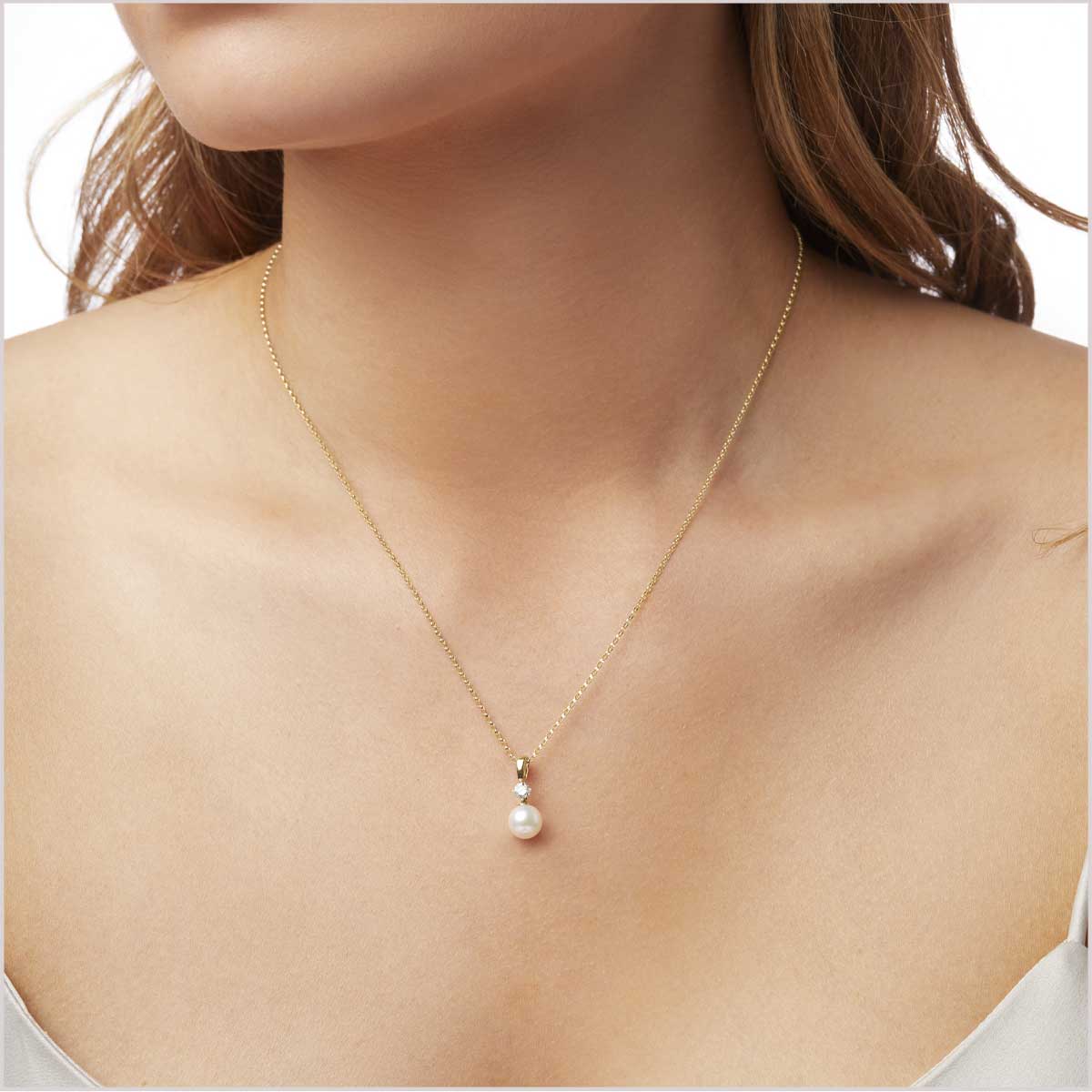 Classic Akoya Pearl Diamond Pendant YPM1110-6X-DEY