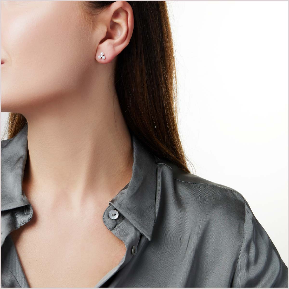 Yoko London Trend Freshwater Pearl and Diamond Stud Earrings TEM0240-7F-FLX